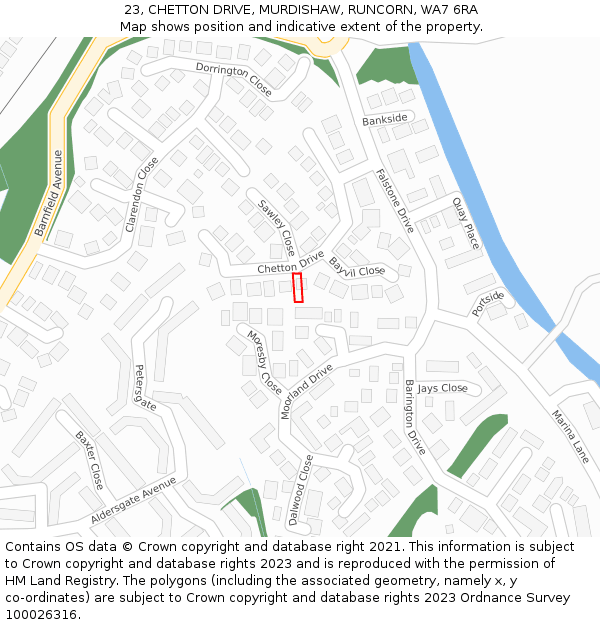 23, CHETTON DRIVE, MURDISHAW, RUNCORN, WA7 6RA: Location map and indicative extent of plot