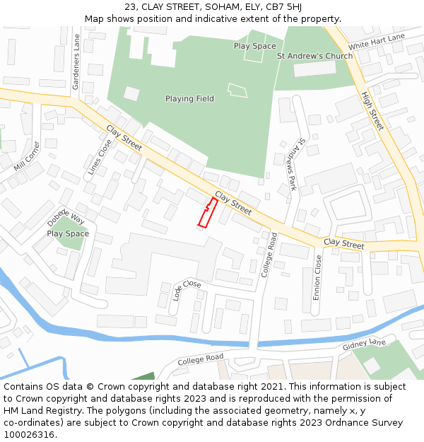 23, CLAY STREET, SOHAM, ELY, CB7 5HJ: Location map and indicative extent of plot