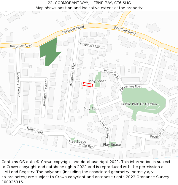 23, CORMORANT WAY, HERNE BAY, CT6 6HG: Location map and indicative extent of plot
