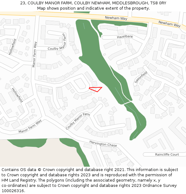 23, COULBY MANOR FARM, COULBY NEWHAM, MIDDLESBROUGH, TS8 0RY: Location map and indicative extent of plot