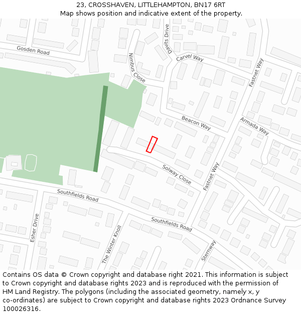 23, CROSSHAVEN, LITTLEHAMPTON, BN17 6RT: Location map and indicative extent of plot