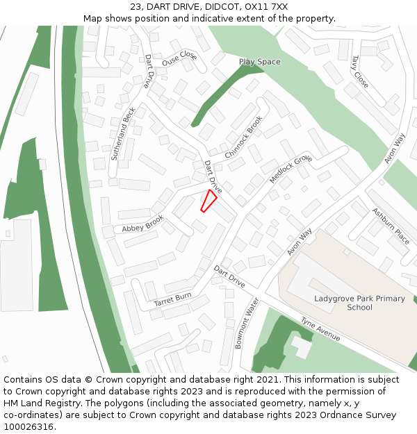 23, DART DRIVE, DIDCOT, OX11 7XX: Location map and indicative extent of plot