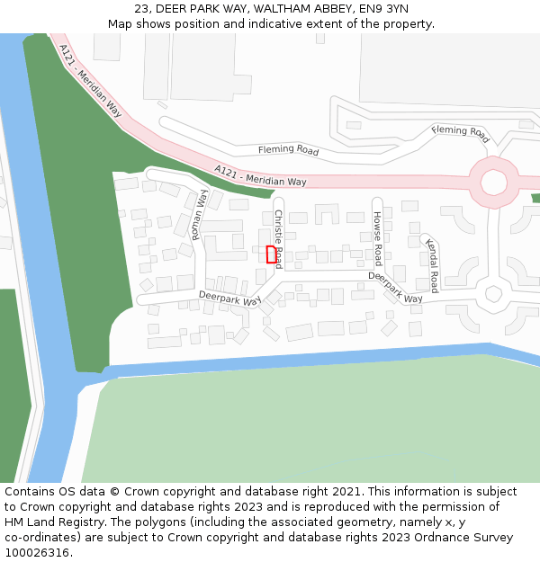 23, DEER PARK WAY, WALTHAM ABBEY, EN9 3YN: Location map and indicative extent of plot