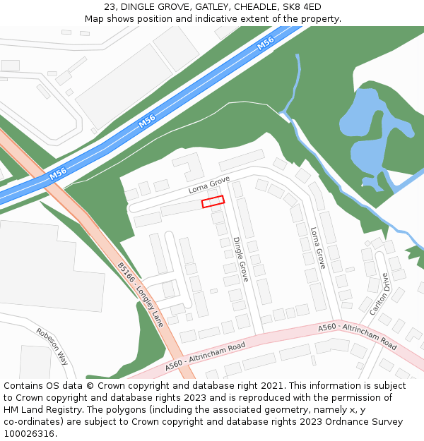 23, DINGLE GROVE, GATLEY, CHEADLE, SK8 4ED: Location map and indicative extent of plot