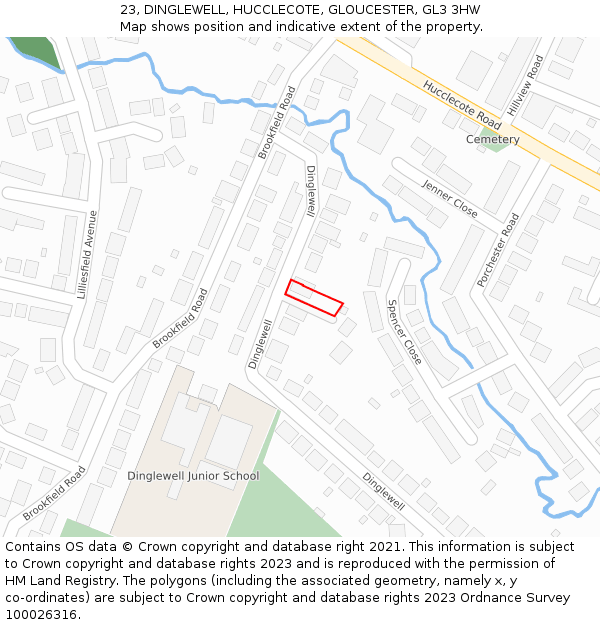 23, DINGLEWELL, HUCCLECOTE, GLOUCESTER, GL3 3HW: Location map and indicative extent of plot