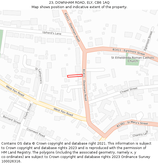 23, DOWNHAM ROAD, ELY, CB6 1AQ: Location map and indicative extent of plot