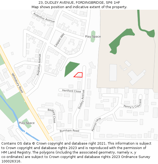 23, DUDLEY AVENUE, FORDINGBRIDGE, SP6 1HF: Location map and indicative extent of plot