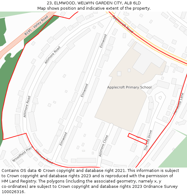 23, ELMWOOD, WELWYN GARDEN CITY, AL8 6LD: Location map and indicative extent of plot