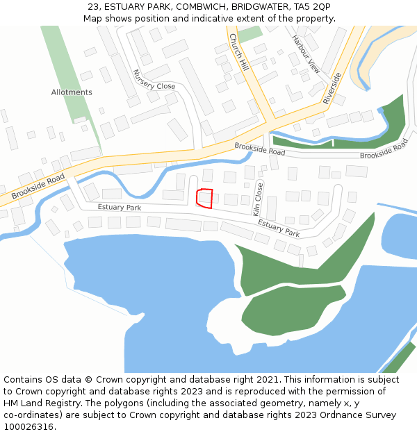 23, ESTUARY PARK, COMBWICH, BRIDGWATER, TA5 2QP: Location map and indicative extent of plot