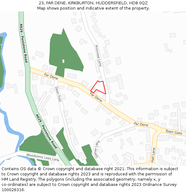 23, FAR DENE, KIRKBURTON, HUDDERSFIELD, HD8 0QZ: Location map and indicative extent of plot