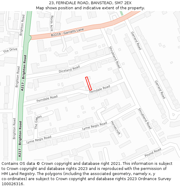 23, FERNDALE ROAD, BANSTEAD, SM7 2EX: Location map and indicative extent of plot