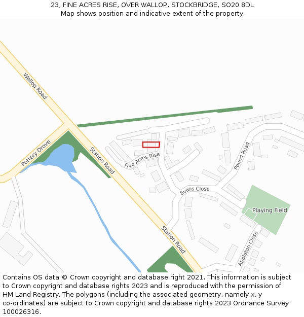 23, FINE ACRES RISE, OVER WALLOP, STOCKBRIDGE, SO20 8DL: Location map and indicative extent of plot