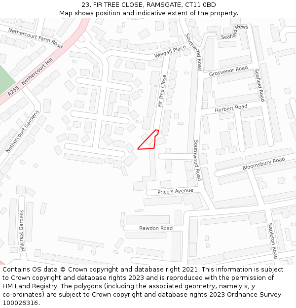 23, FIR TREE CLOSE, RAMSGATE, CT11 0BD: Location map and indicative extent of plot