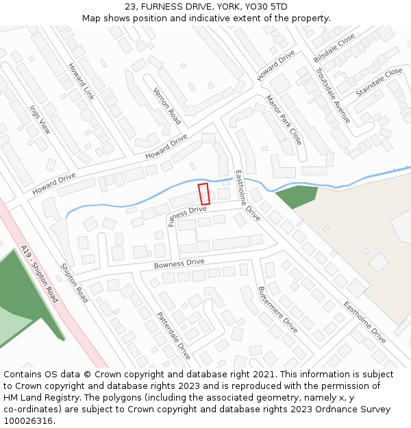 23, FURNESS DRIVE, YORK, YO30 5TD: Location map and indicative extent of plot