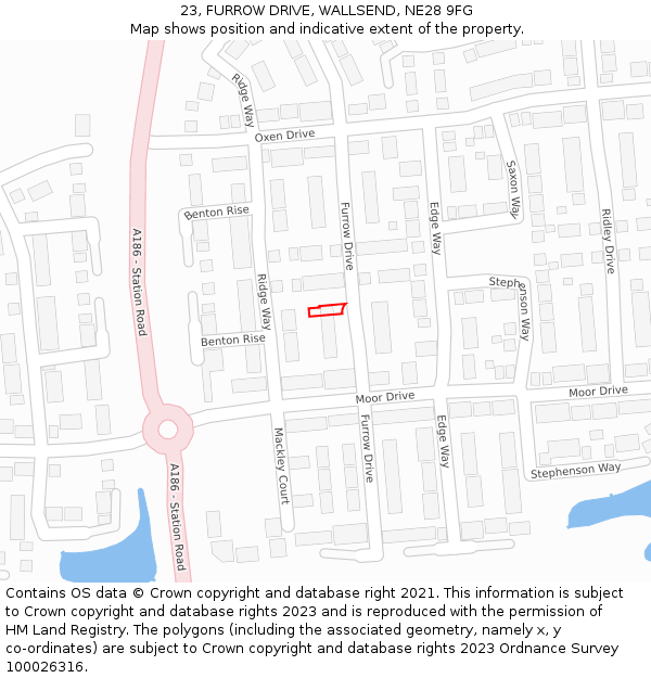 23, FURROW DRIVE, WALLSEND, NE28 9FG: Location map and indicative extent of plot