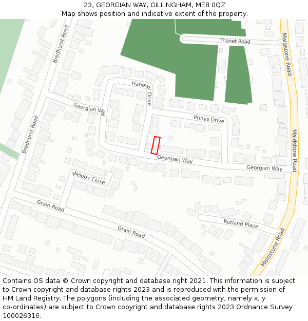 23, GEORGIAN WAY, GILLINGHAM, ME8 0QZ: Location map and indicative extent of plot