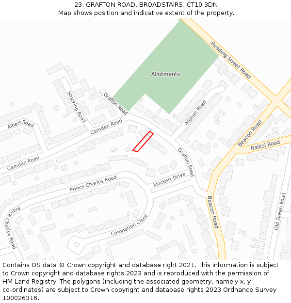 23, GRAFTON ROAD, BROADSTAIRS, CT10 3DN: Location map and indicative extent of plot