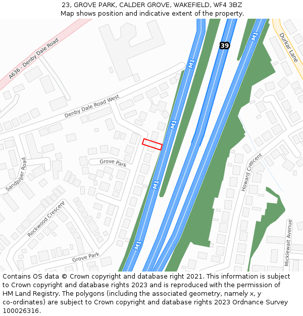 23, GROVE PARK, CALDER GROVE, WAKEFIELD, WF4 3BZ: Location map and indicative extent of plot