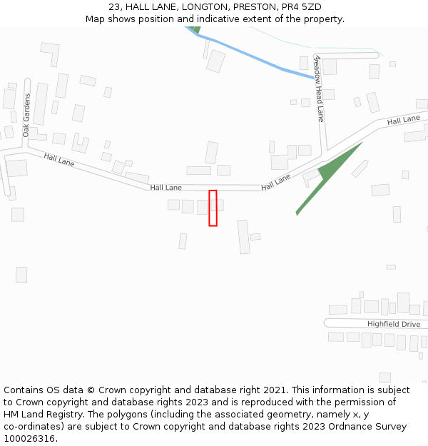 23, HALL LANE, LONGTON, PRESTON, PR4 5ZD: Location map and indicative extent of plot