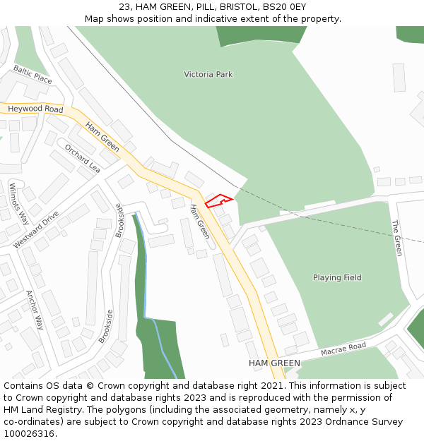 23, HAM GREEN, PILL, BRISTOL, BS20 0EY: Location map and indicative extent of plot