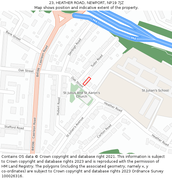 23, HEATHER ROAD, NEWPORT, NP19 7JZ: Location map and indicative extent of plot
