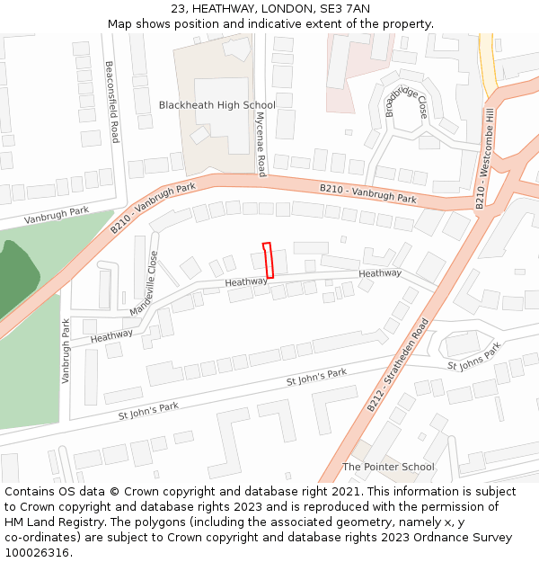 23, HEATHWAY, LONDON, SE3 7AN: Location map and indicative extent of plot