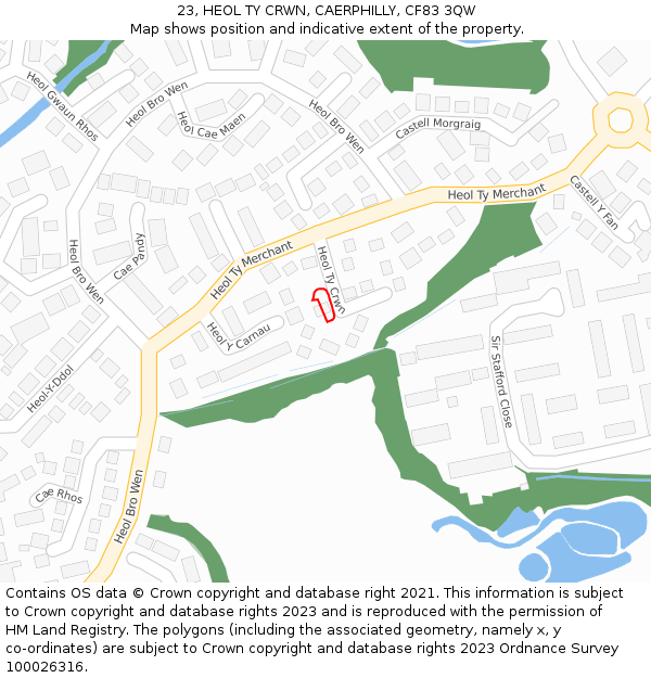 23, HEOL TY CRWN, CAERPHILLY, CF83 3QW: Location map and indicative extent of plot