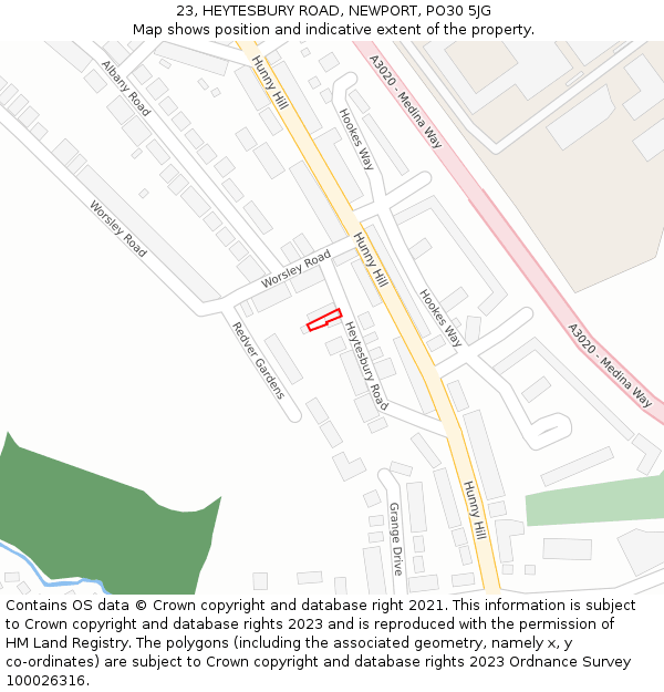 23, HEYTESBURY ROAD, NEWPORT, PO30 5JG: Location map and indicative extent of plot