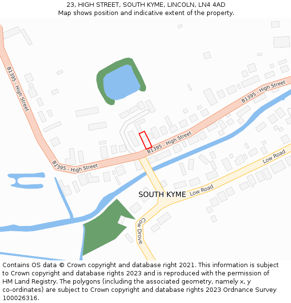 23, HIGH STREET, SOUTH KYME, LINCOLN, LN4 4AD: Location map and indicative extent of plot