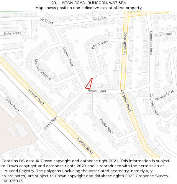 23, HINTON ROAD, RUNCORN, WA7 5PN: Location map and indicative extent of plot