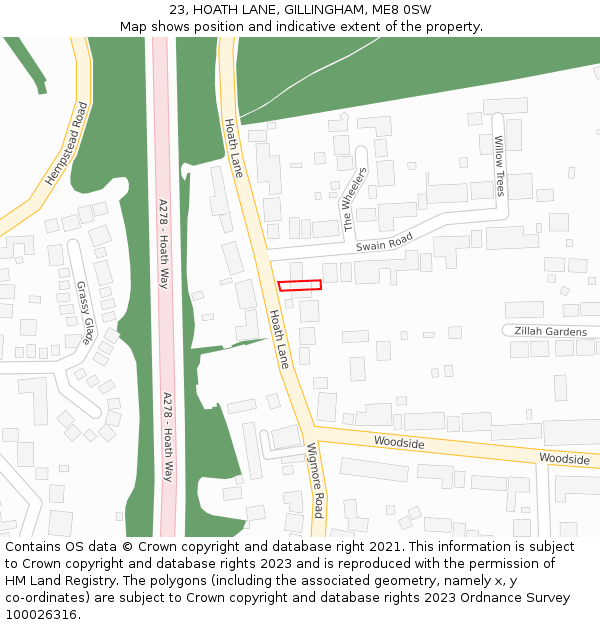23, HOATH LANE, GILLINGHAM, ME8 0SW: Location map and indicative extent of plot