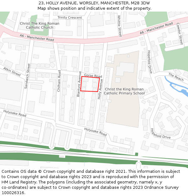 23, HOLLY AVENUE, WORSLEY, MANCHESTER, M28 3DW: Location map and indicative extent of plot