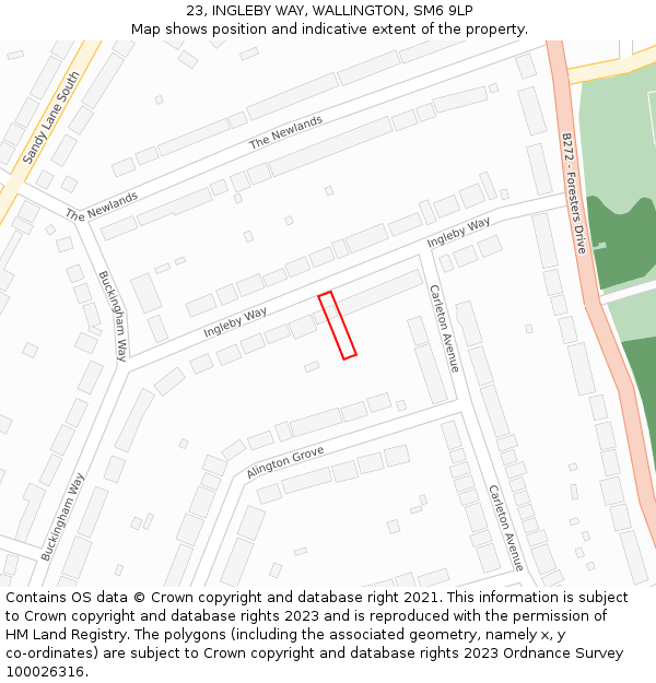 23, INGLEBY WAY, WALLINGTON, SM6 9LP: Location map and indicative extent of plot