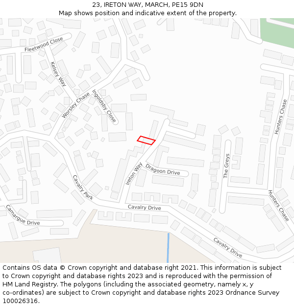 23, IRETON WAY, MARCH, PE15 9DN: Location map and indicative extent of plot