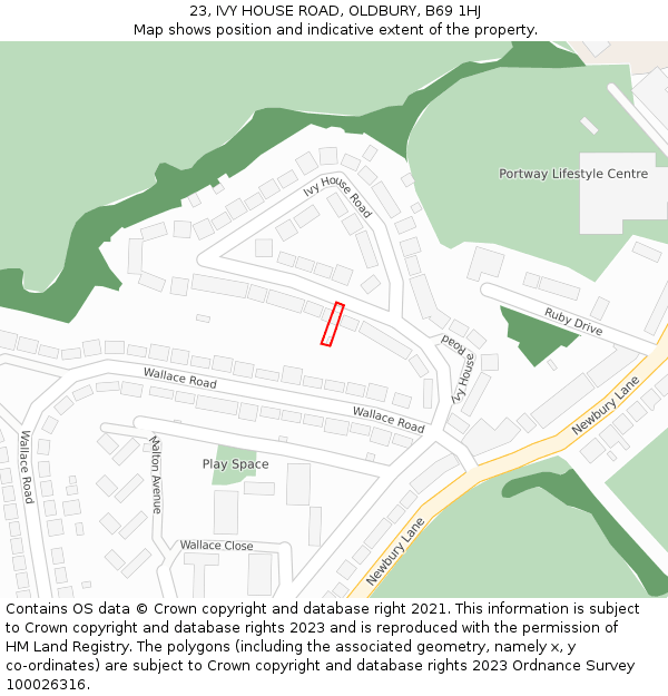 23, IVY HOUSE ROAD, OLDBURY, B69 1HJ: Location map and indicative extent of plot