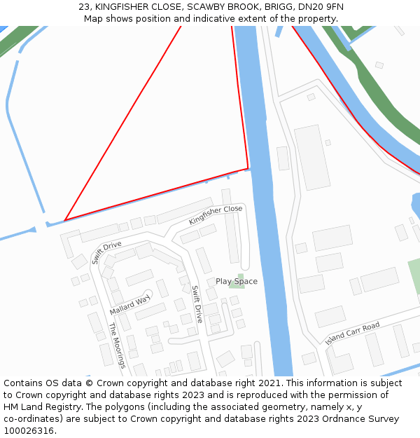 23, KINGFISHER CLOSE, SCAWBY BROOK, BRIGG, DN20 9FN: Location map and indicative extent of plot