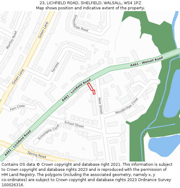 23, LICHFIELD ROAD, SHELFIELD, WALSALL, WS4 1PZ: Location map and indicative extent of plot