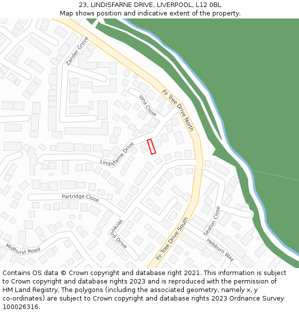 23, LINDISFARNE DRIVE, LIVERPOOL, L12 0BL: Location map and indicative extent of plot