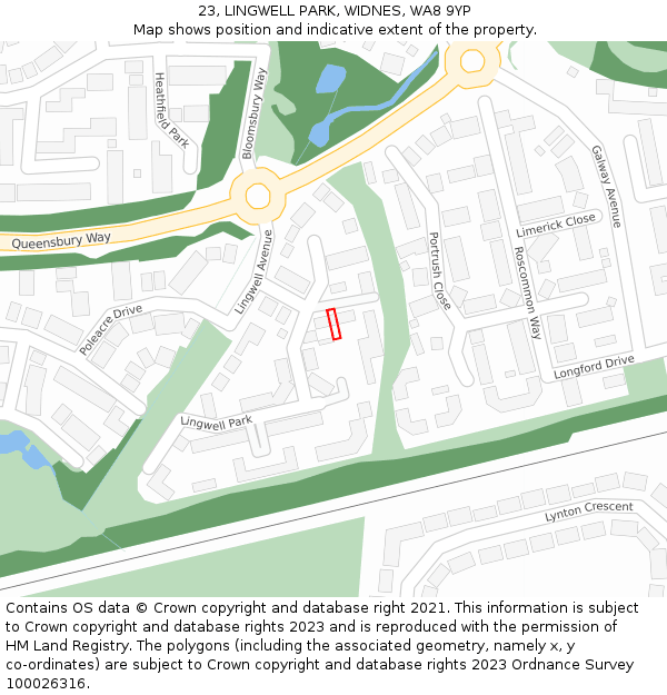 23, LINGWELL PARK, WIDNES, WA8 9YP: Location map and indicative extent of plot