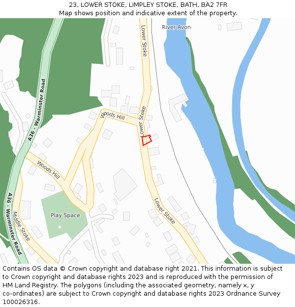 23, LOWER STOKE, LIMPLEY STOKE, BATH, BA2 7FR: Location map and indicative extent of plot