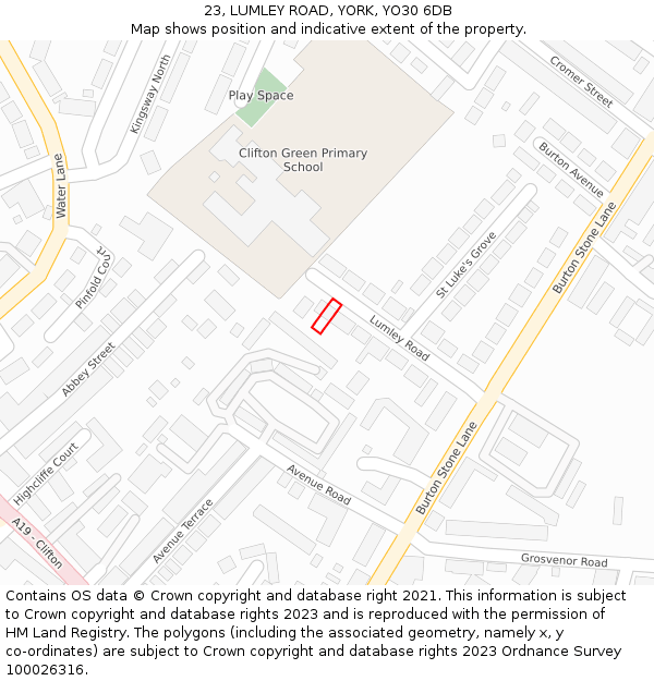 23, LUMLEY ROAD, YORK, YO30 6DB: Location map and indicative extent of plot