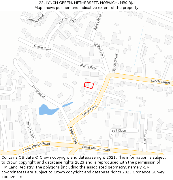 23, LYNCH GREEN, HETHERSETT, NORWICH, NR9 3JU: Location map and indicative extent of plot