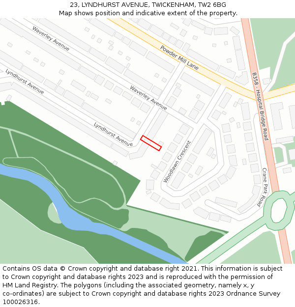 23, LYNDHURST AVENUE, TWICKENHAM, TW2 6BG: Location map and indicative extent of plot