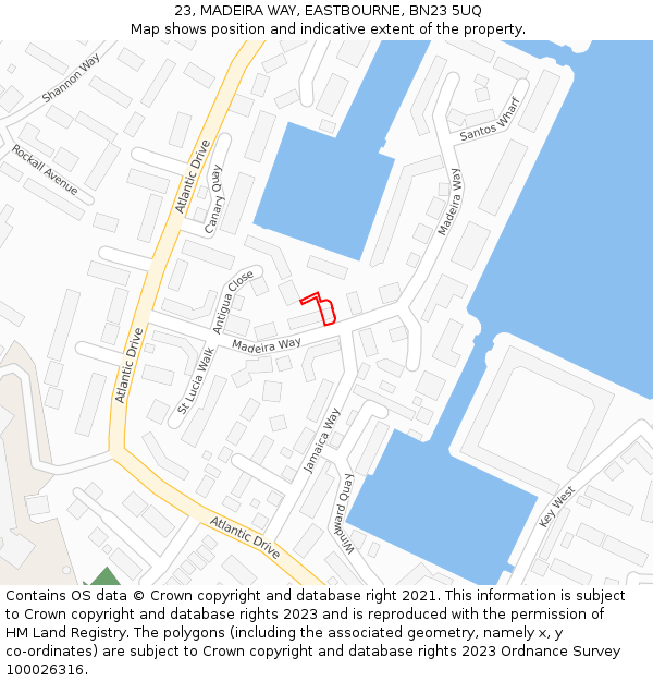 23, MADEIRA WAY, EASTBOURNE, BN23 5UQ: Location map and indicative extent of plot