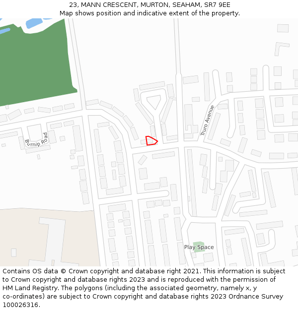 23, MANN CRESCENT, MURTON, SEAHAM, SR7 9EE: Location map and indicative extent of plot