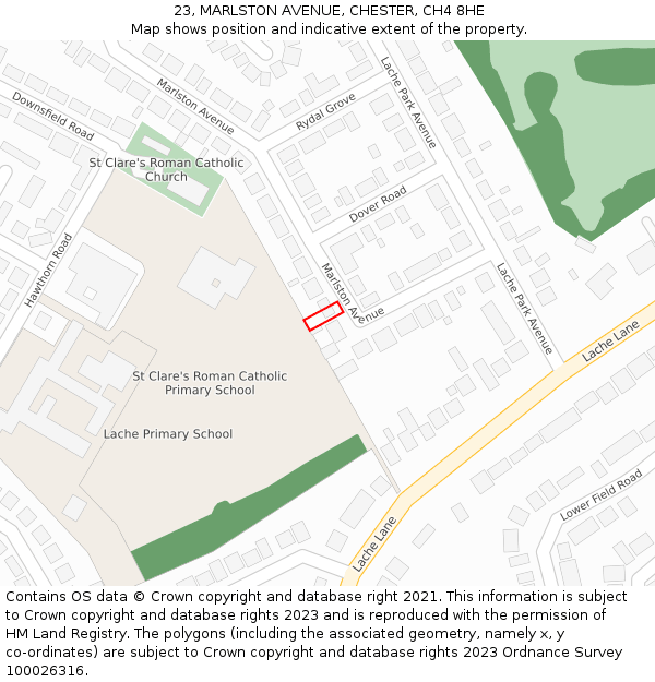 23, MARLSTON AVENUE, CHESTER, CH4 8HE: Location map and indicative extent of plot