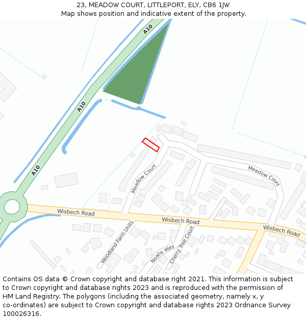 23, MEADOW COURT, LITTLEPORT, ELY, CB6 1JW: Location map and indicative extent of plot