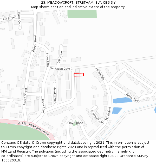 23, MEADOWCROFT, STRETHAM, ELY, CB6 3JY: Location map and indicative extent of plot