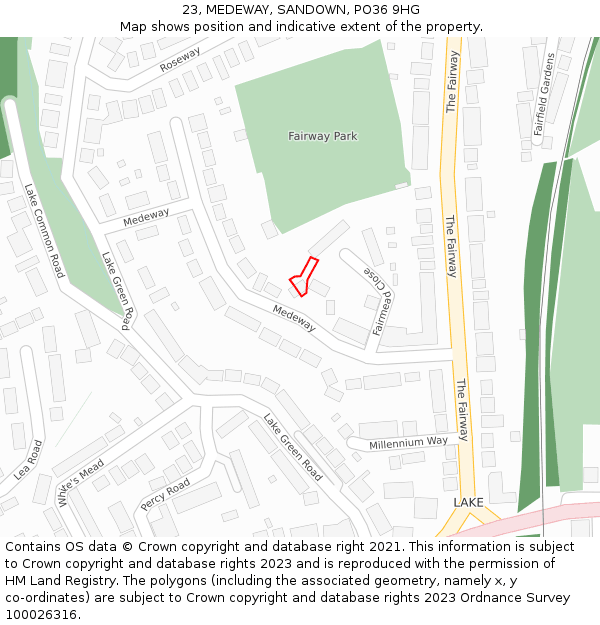 23, MEDEWAY, SANDOWN, PO36 9HG: Location map and indicative extent of plot