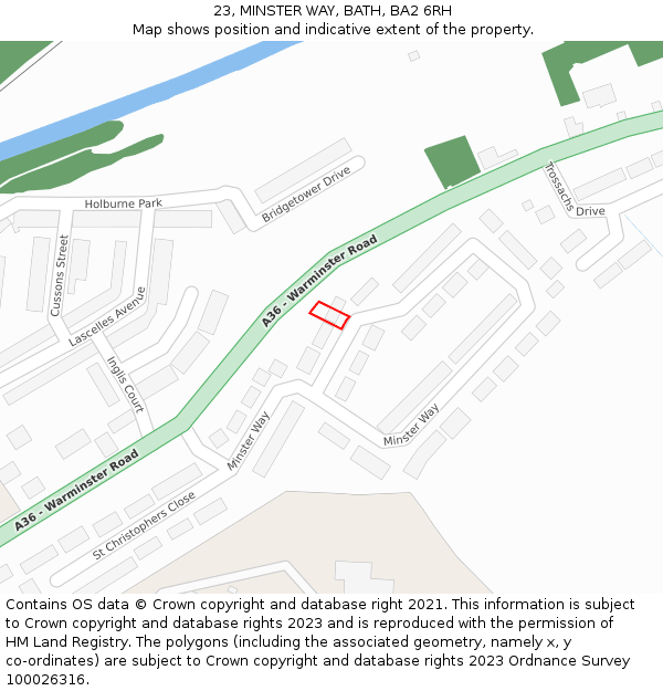 23, MINSTER WAY, BATH, BA2 6RH: Location map and indicative extent of plot